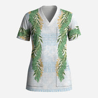 Hawai'i Paniolo Maile Twisted Lei Scrub Top Winter White
