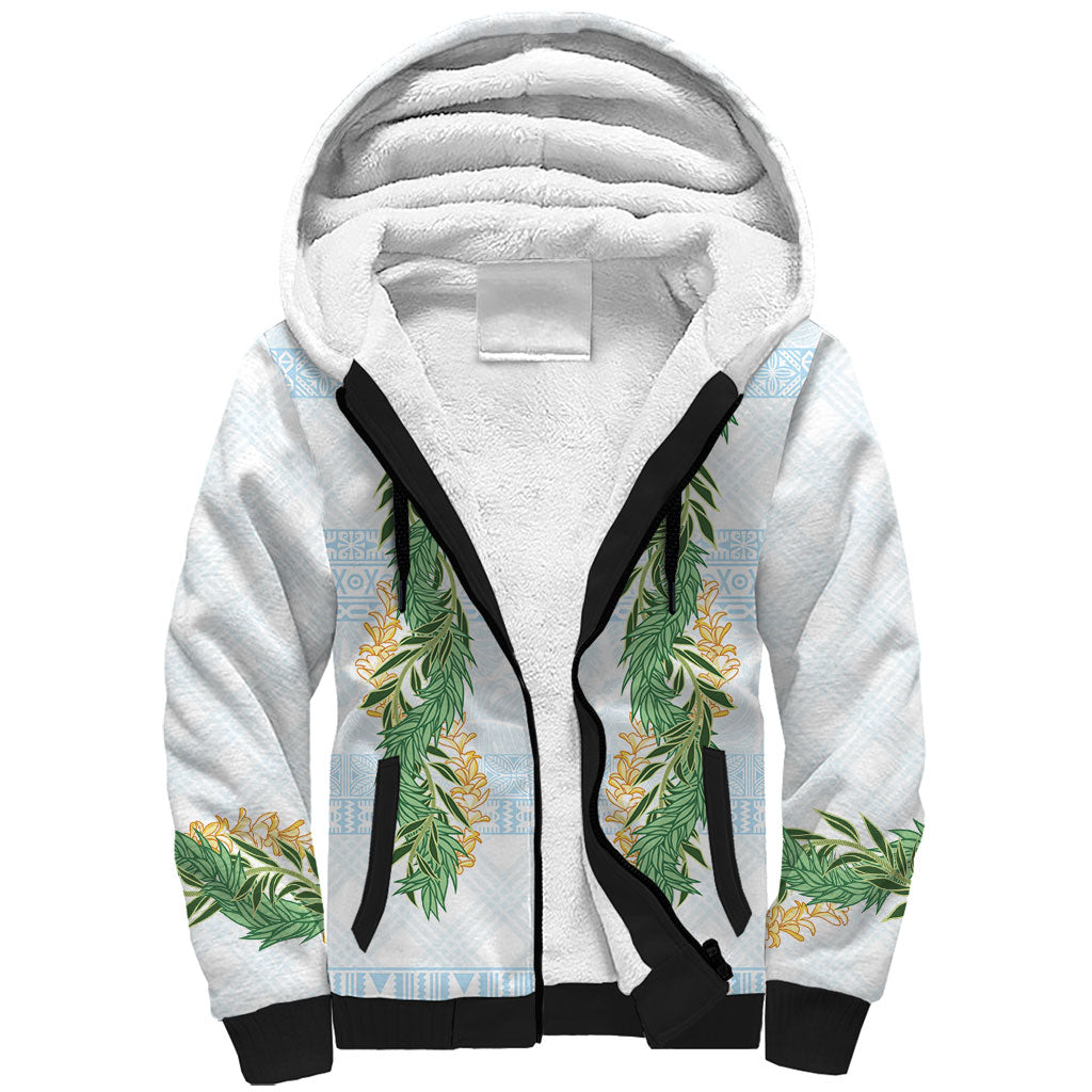 Hawai'i Paniolo Maile Twisted Lei Sherpa Hoodie Winter White