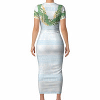 Hawai'i Paniolo Maile Twisted Lei Short Sleeve Bodycon Dress Winter White