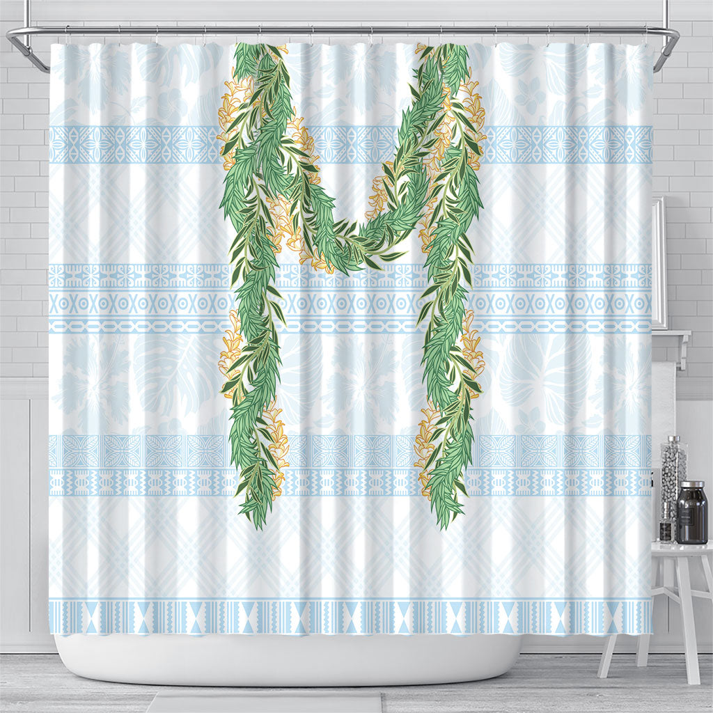 Hawai'i Paniolo Maile Twisted Lei Shower Curtain Winter White