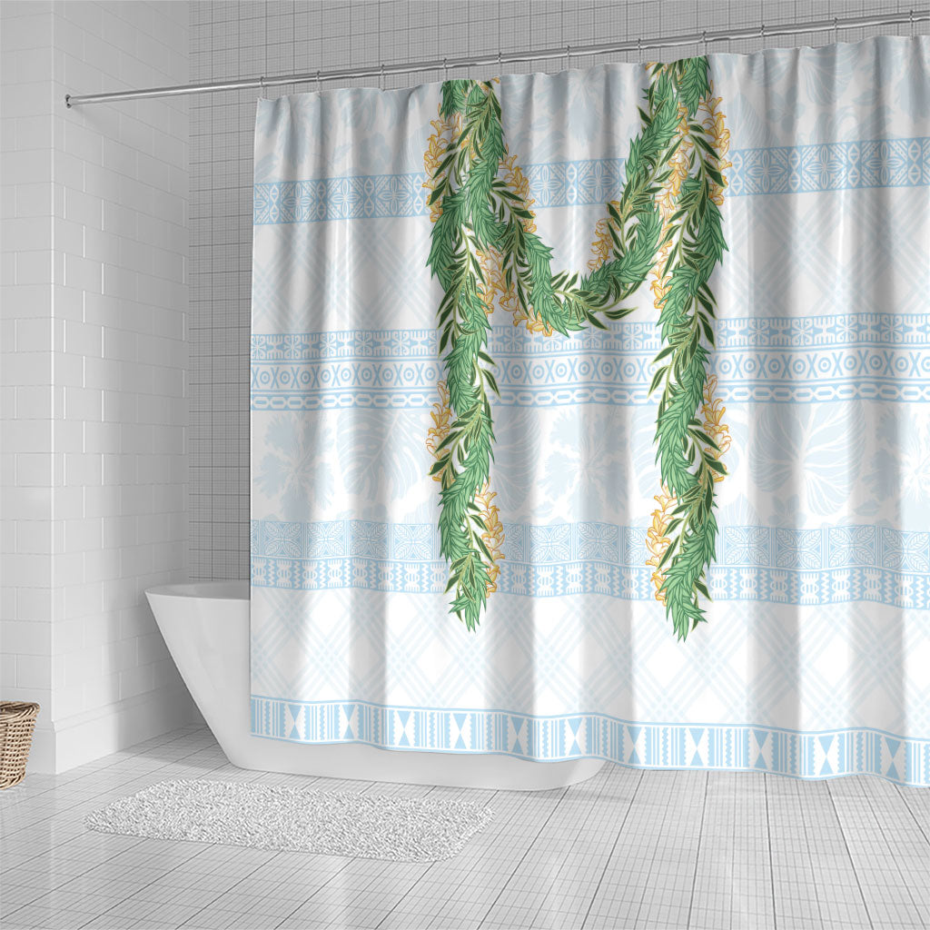 Hawai'i Paniolo Maile Twisted Lei Shower Curtain Winter White