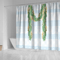 Hawai'i Paniolo Maile Twisted Lei Shower Curtain Winter White