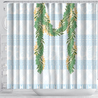 Hawai'i Paniolo Maile Twisted Lei Shower Curtain Winter White