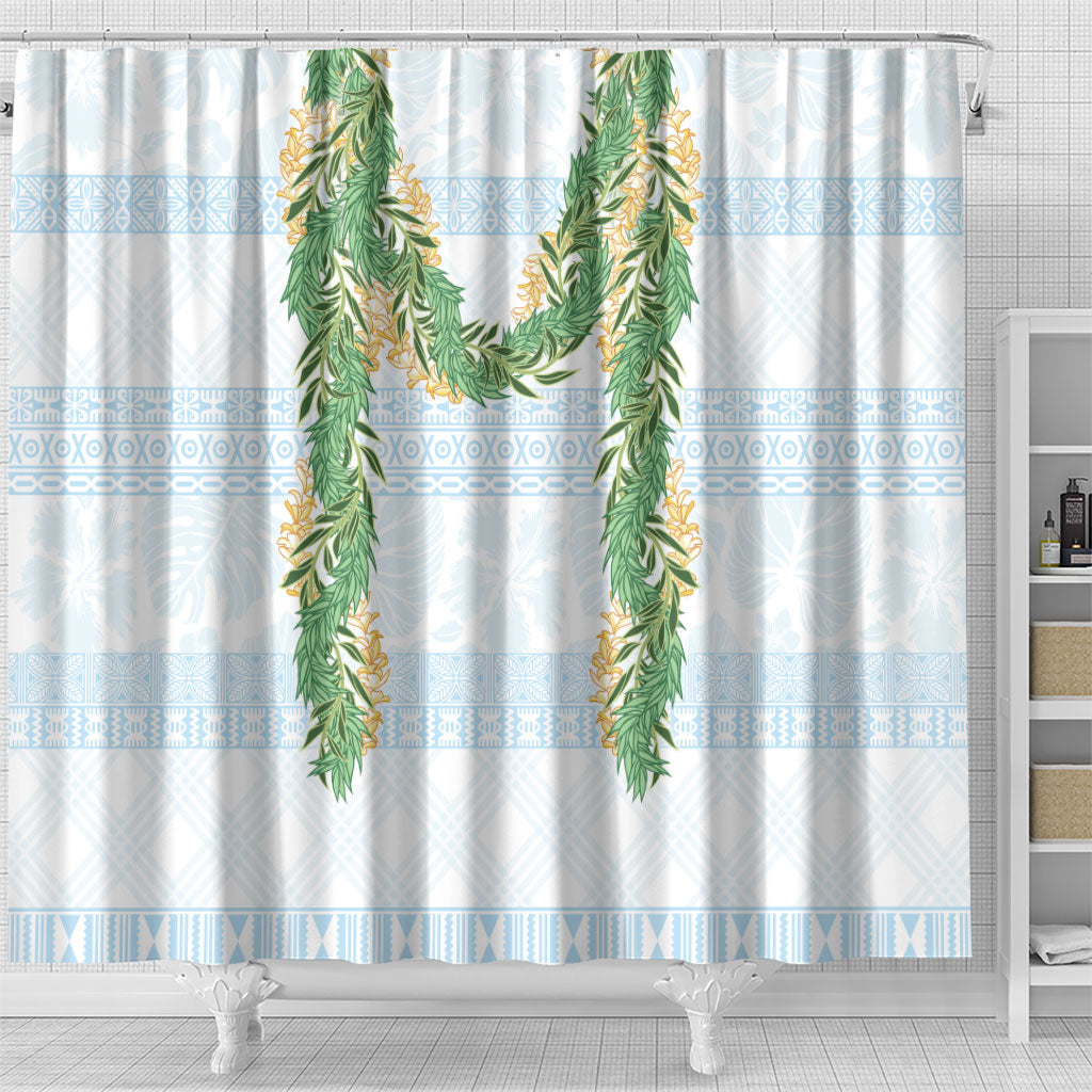 Hawai'i Paniolo Maile Twisted Lei Shower Curtain Winter White