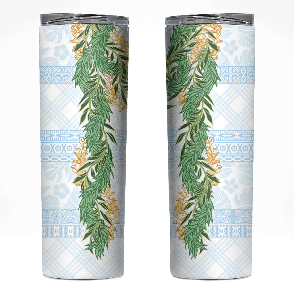 Hawai'i Paniolo Maile Twisted Lei Skinny Tumbler Winter White LT7 White - Polynesian Pride