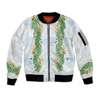 Hawai'i Paniolo Maile Twisted Lei Sleeve Zip Bomber Jacket Winter White