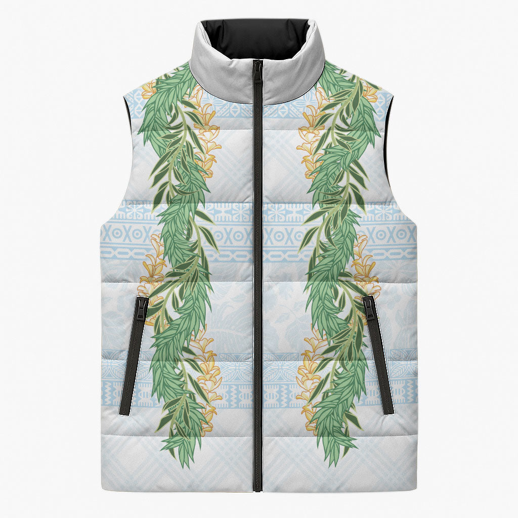 Hawai'i Paniolo Maile Twisted Lei Sleeveless Puffer Jacket Winter White