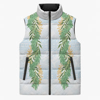 Hawai'i Paniolo Maile Twisted Lei Sleeveless Puffer Jacket Winter White