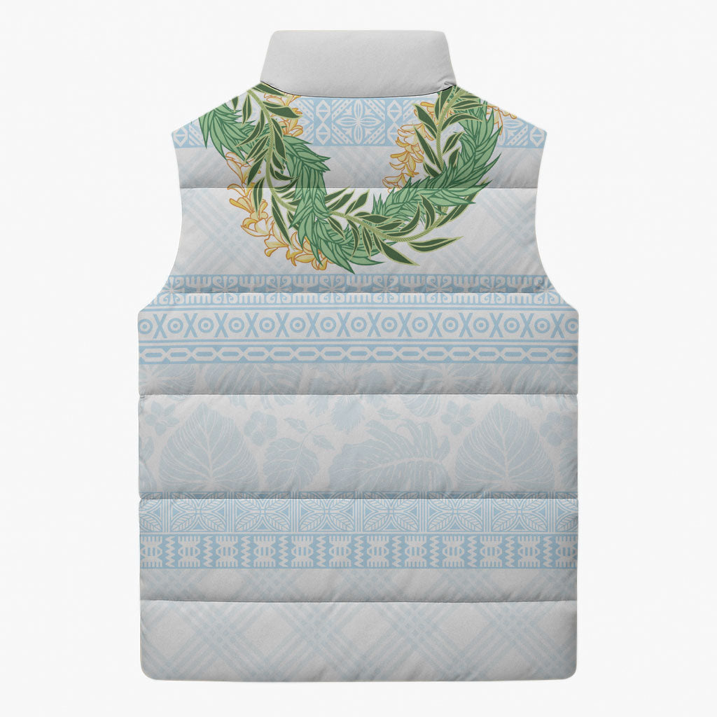 Hawai'i Paniolo Maile Twisted Lei Sleeveless Puffer Jacket Winter White
