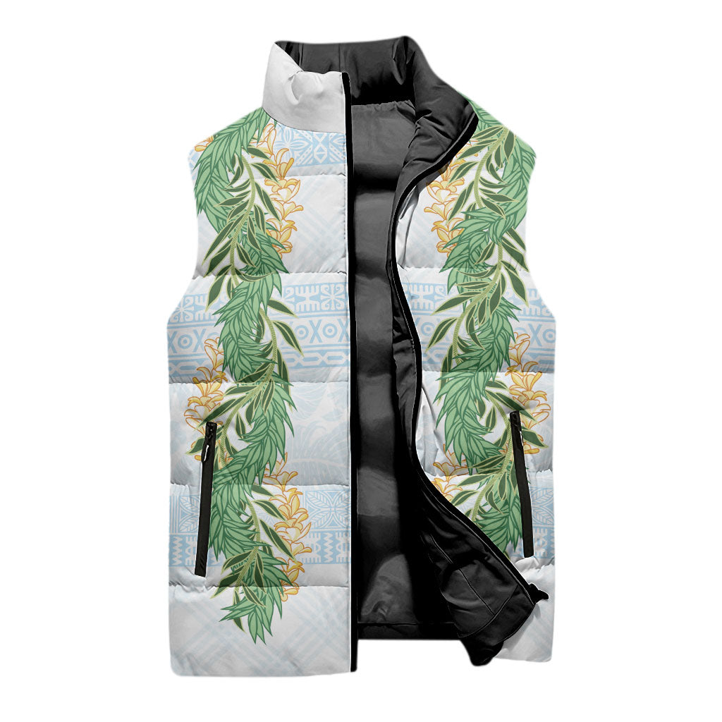 Hawai'i Paniolo Maile Twisted Lei Sleeveless Puffer Jacket Winter White