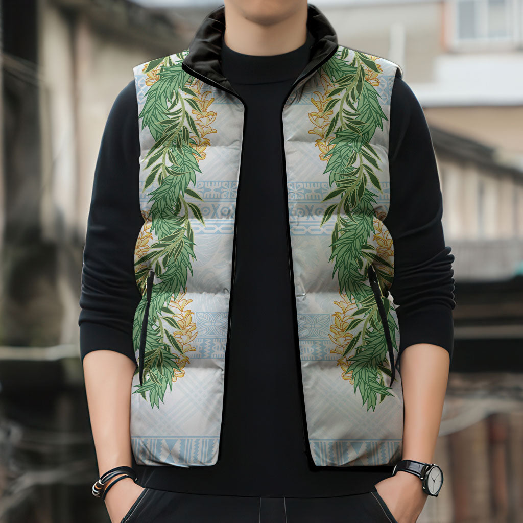 Hawai'i Paniolo Maile Twisted Lei Sleeveless Puffer Jacket Winter White