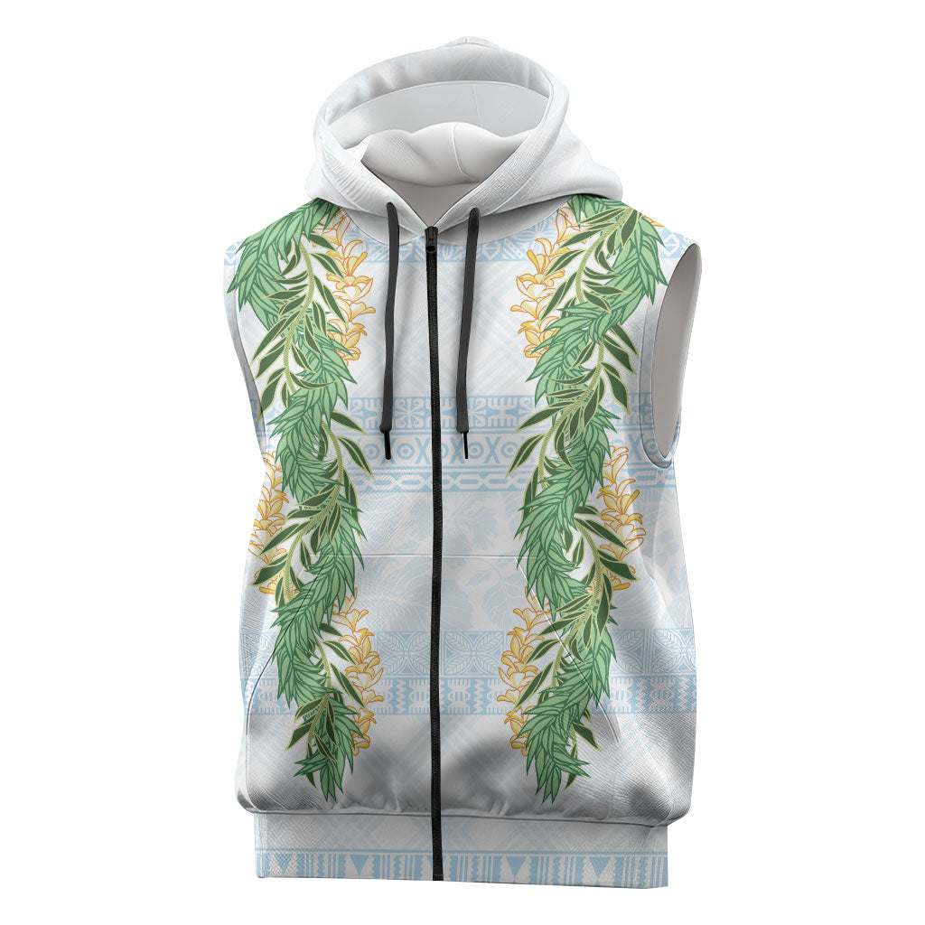 Hawai'i Paniolo Maile Twisted Lei Sleeveless Zip Hoodie Winter White