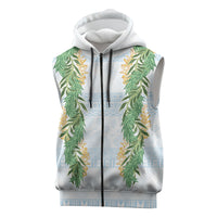 Hawai'i Paniolo Maile Twisted Lei Sleeveless Zip Hoodie Winter White