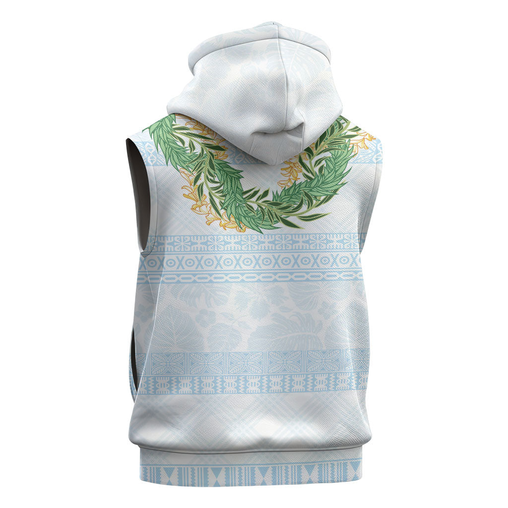 Hawai'i Paniolo Maile Twisted Lei Sleeveless Zip Hoodie Winter White