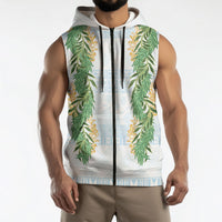 Hawai'i Paniolo Maile Twisted Lei Sleeveless Zip Hoodie Winter White