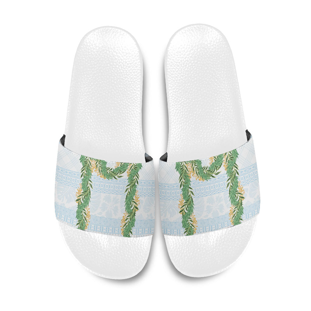 Hawai'i Paniolo Maile Twisted Lei Slide Sandals Winter White