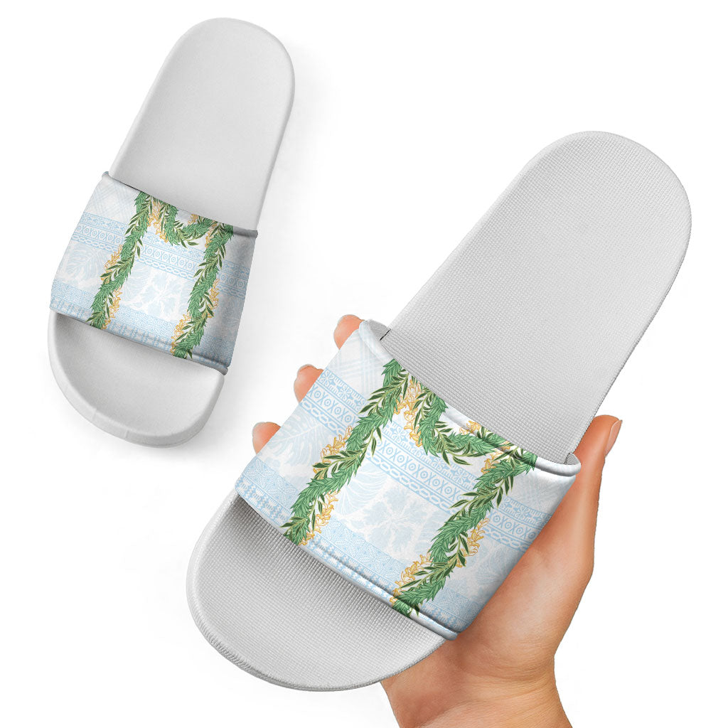 Hawai'i Paniolo Maile Twisted Lei Slide Sandals Winter White