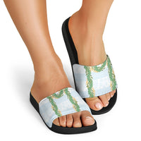 Hawai'i Paniolo Maile Twisted Lei Slide Sandals Winter White