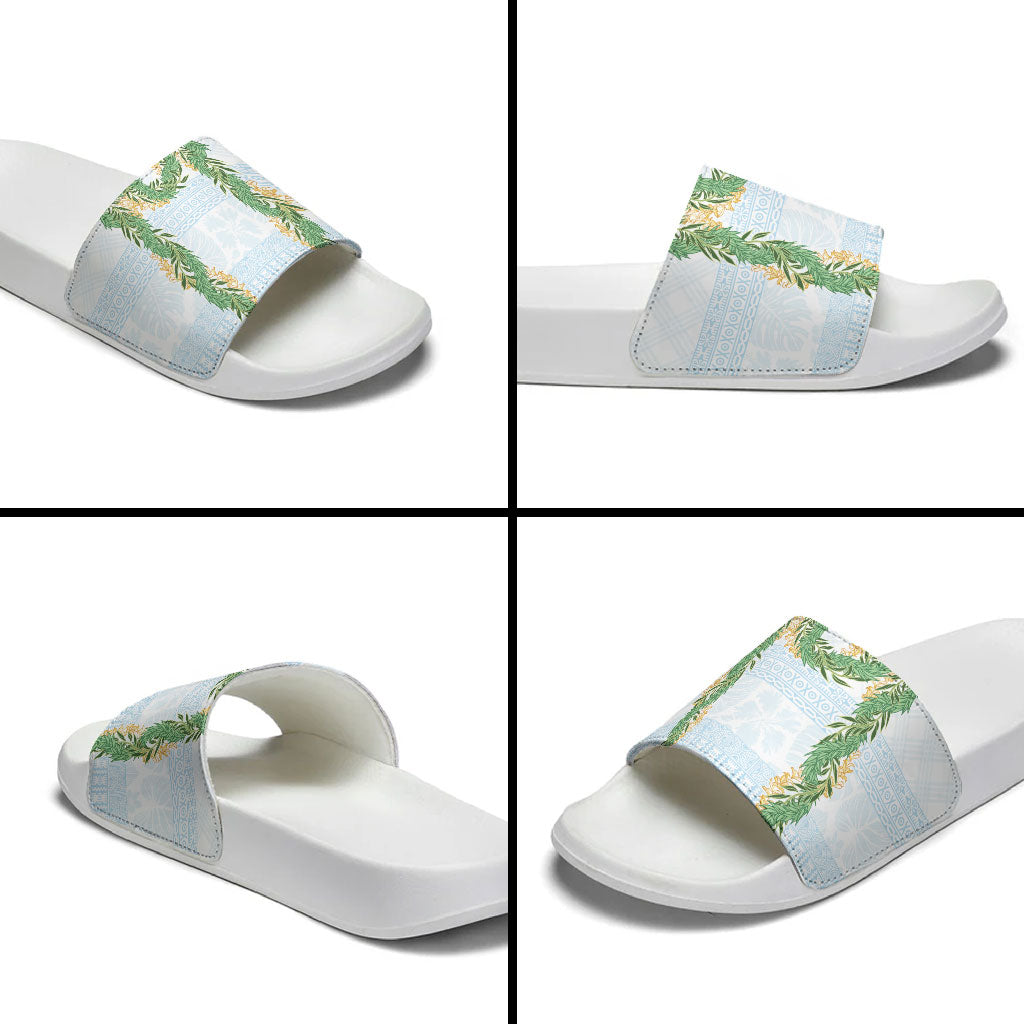 Hawai'i Paniolo Maile Twisted Lei Slide Sandals Winter White