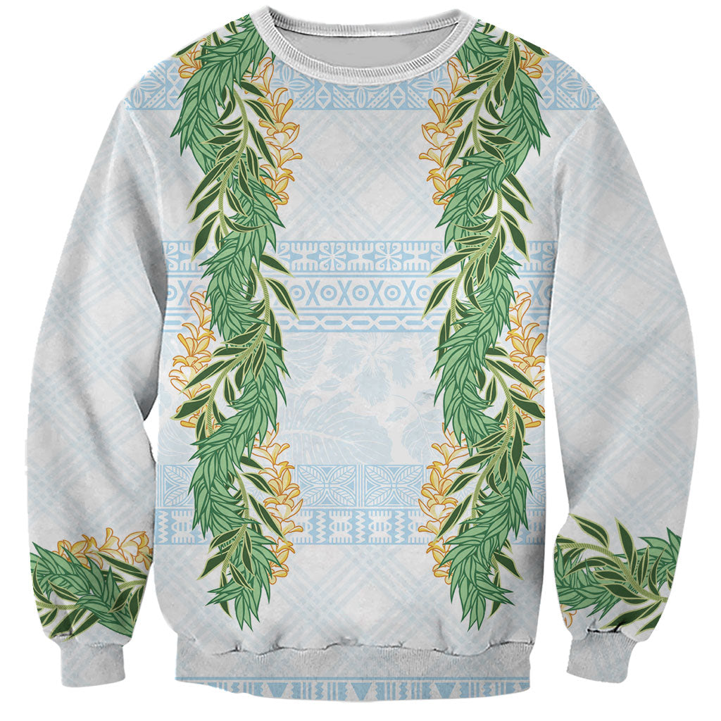 Hawai'i Paniolo Maile Twisted Lei Sweatshirt Winter White