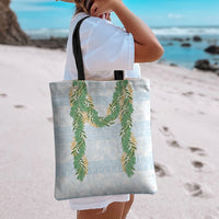 Hawai'i Paniolo Maile Twisted Lei Tote Bag Winter White