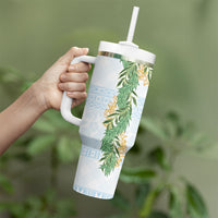 Hawai'i Paniolo Maile Twisted Lei Tumbler With Handle Winter White LT7 - Polynesian Pride