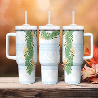 Hawai'i Paniolo Maile Twisted Lei Tumbler With Handle Winter White LT7 - Polynesian Pride