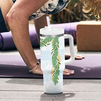 Hawai'i Paniolo Maile Twisted Lei Tumbler With Handle Winter White LT7 - Polynesian Pride