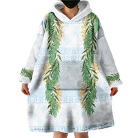 Hawai'i Paniolo Maile Twisted Lei Wearable Blanket Hoodie Winter White