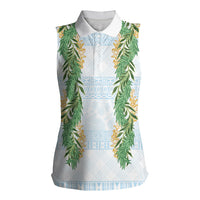 Hawai'i Paniolo Maile Twisted Lei Women Sleeveless Polo Shirt Winter White