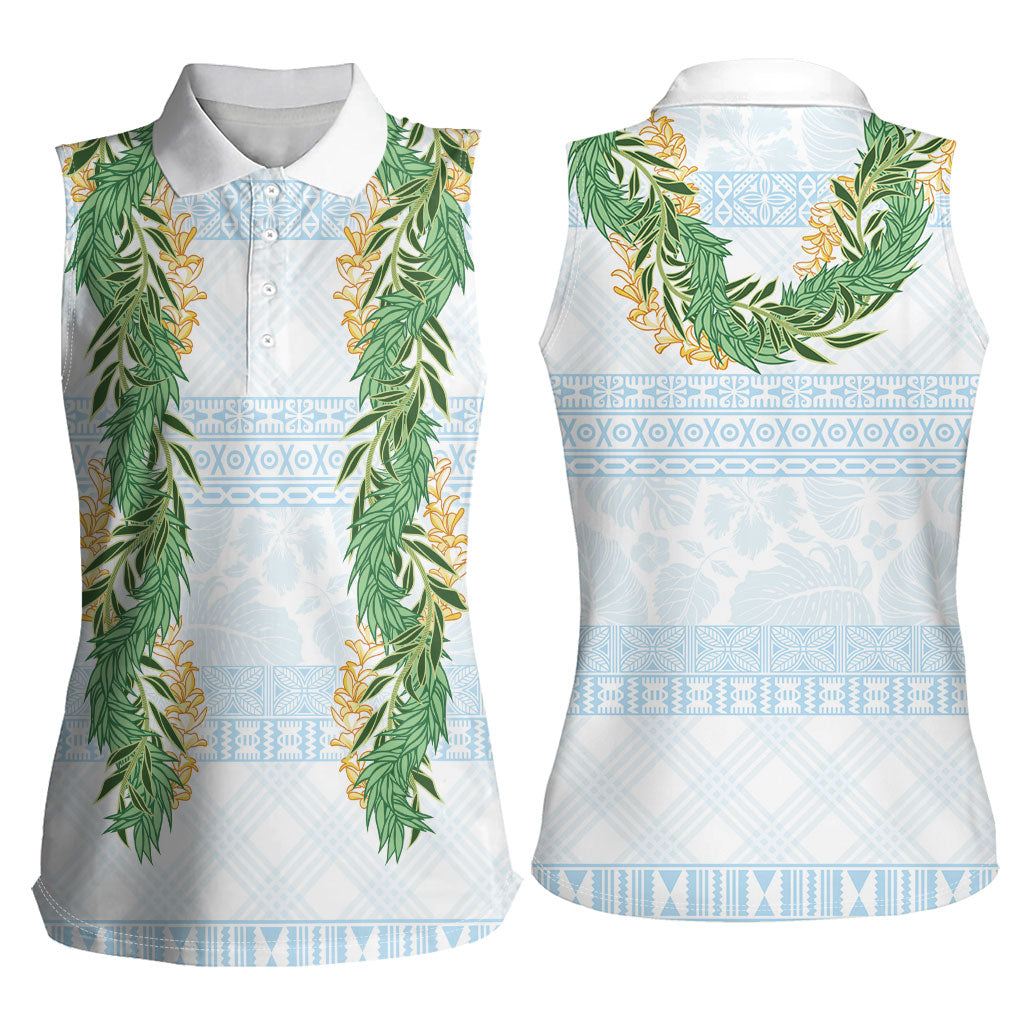 Hawai'i Paniolo Maile Twisted Lei Women Sleeveless Polo Shirt Winter White
