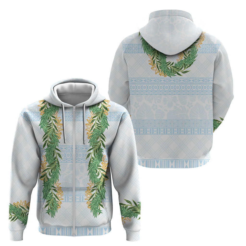Hawai'i Paniolo Maile Twisted Lei Zip Hoodie Winter White LT7 - Polynesian Pride
