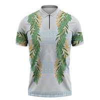 Hawai'i Paniolo Maile Twisted Lei Zipper Polo Shirt Winter White