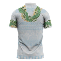 Hawai'i Paniolo Maile Twisted Lei Zipper Polo Shirt Winter White