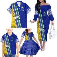 Personalised Fiji Natabua High School Family Matching Off Shoulder Long Sleeve Dress and Hawaiian Shirt Kaviti Tapa Mix Colors Proud NHS LT7 - Polynesian Pride