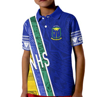 Personalised Fiji Natabua High School Kid Polo Shirt Kaviti Tapa Mix Colors Proud NHS LT7 Kid Blue - Polynesian Pride