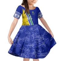 Personalised Fiji Natabua High School Kid Short Sleeve Dress Kaviti Tapa Mix Colors Proud NHS LT7 KID Blue - Polynesian Pride