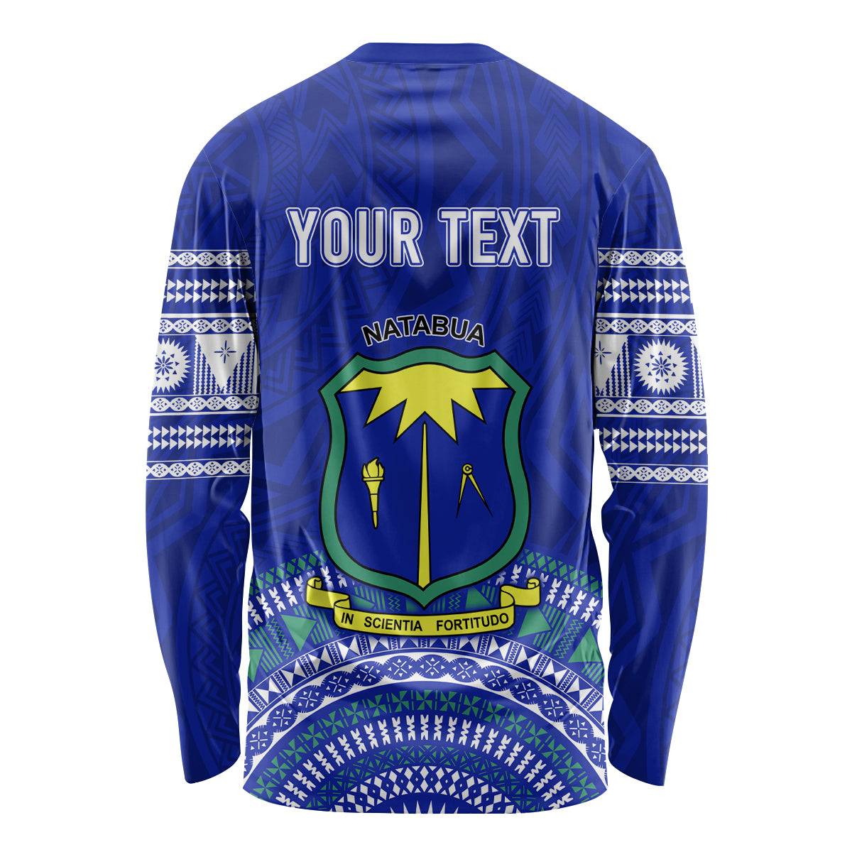 Personalised Fiji Natabua High School Long Sleeve Shirt Kaviti Tapa Mix Colors Proud NHS LT7 - Polynesian Pride