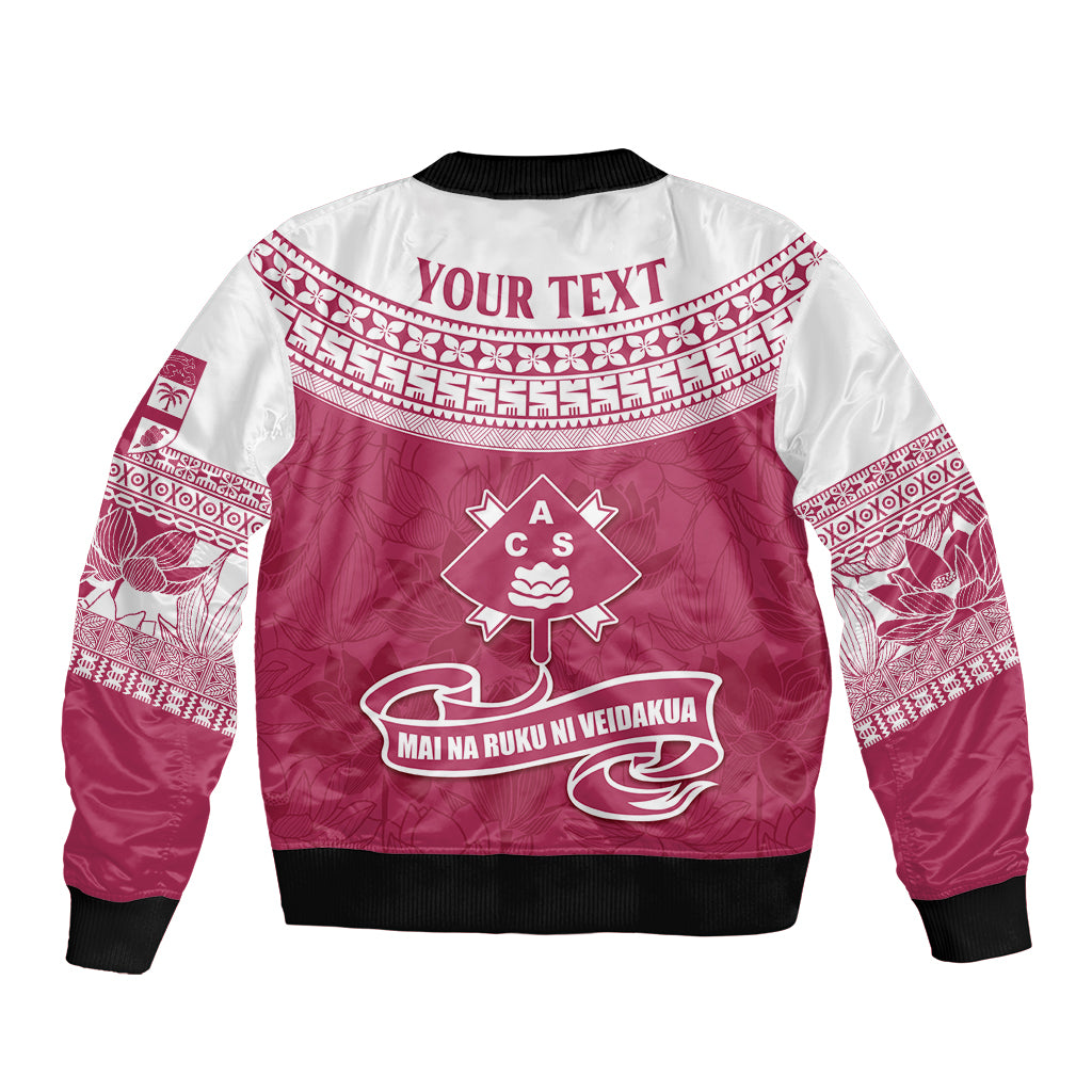 Personalised Fiji Adi Cakobau School Bomber Jacket ACS Old Girls Lotus Mix Masi LT7 - Polynesian Pride