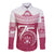 Personalised Fiji Adi Cakobau School Long Sleeve Button Shirt ACS Old Girls Lotus Mix Masi LT7 Unisex Crimson - Polynesian Pride