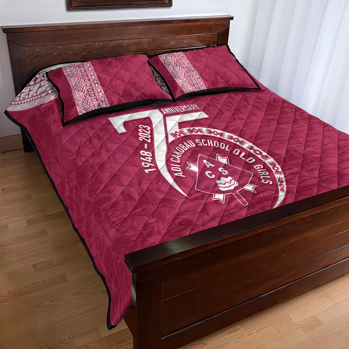 Personalised Fiji Adi Cakobau School Quilt Bed Set ACS Old Girls Lotus Mix Masi LT7 - Polynesian Pride