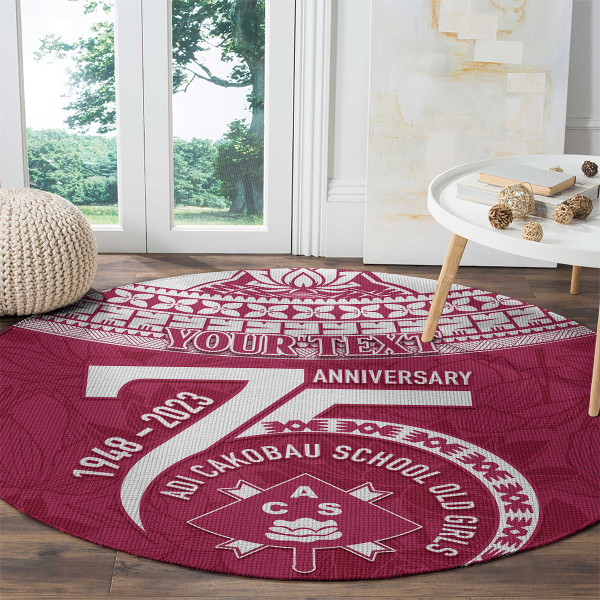 Personalised Fiji Adi Cakobau School Round Carpet ACS Old Girls Lotus Mix Masi LT7 - Polynesian Pride