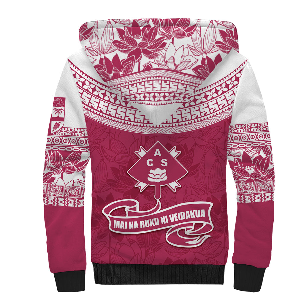 Personalised Fiji Adi Cakobau School Sherpa Hoodie ACS Old Girls Lotus Mix Masi LT7 - Polynesian Pride