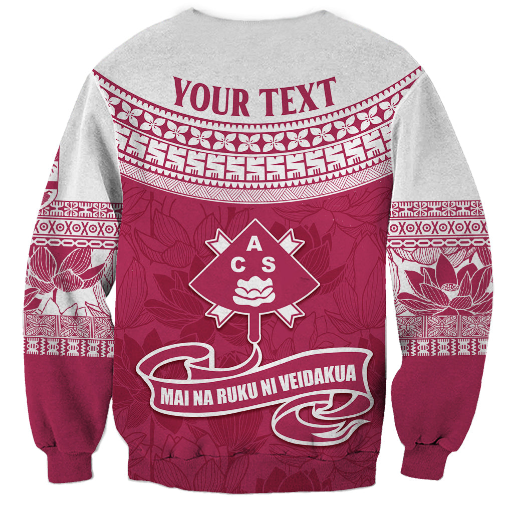 Personalised Fiji Adi Cakobau School Sweatshirt ACS Old Girls Lotus Mix Masi LT7 - Polynesian Pride