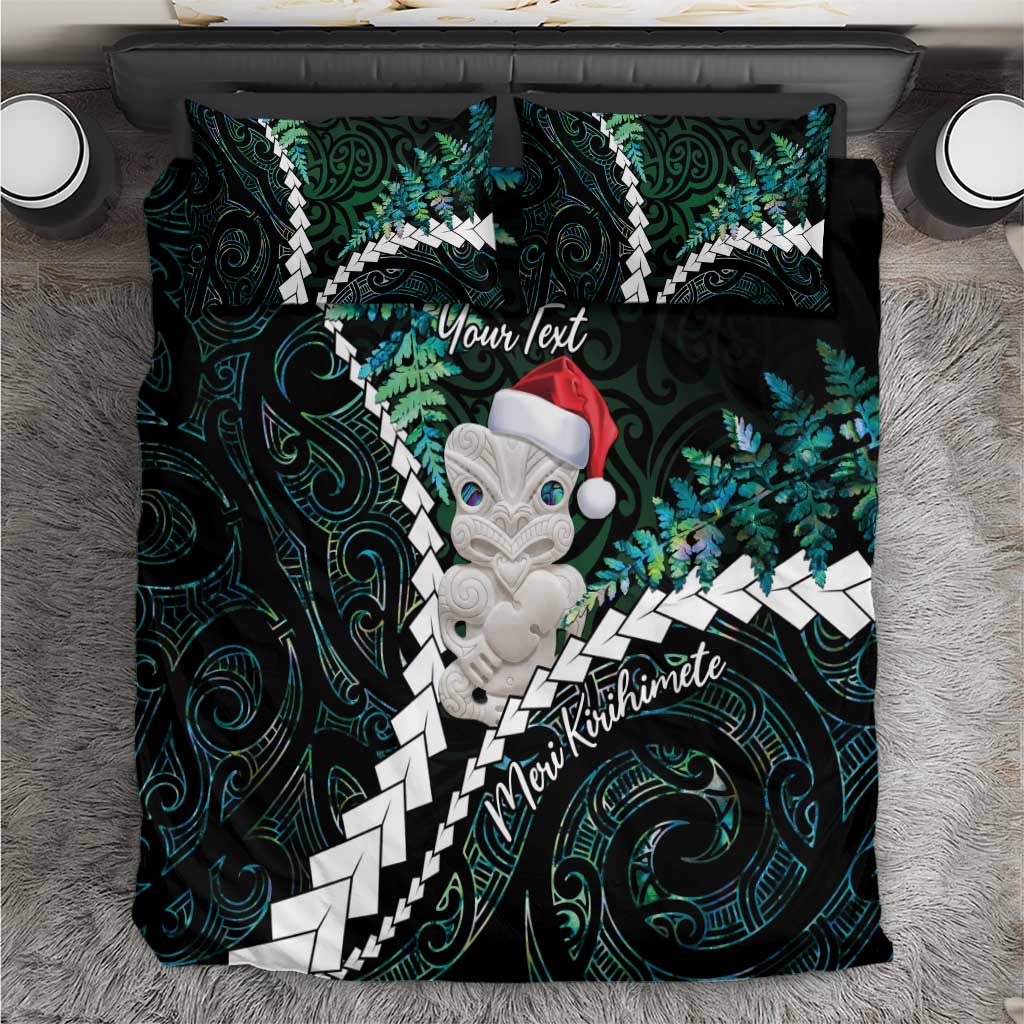New Zealand Personalised Bedding Set Meri Kirihimete Kowhaiwhai Mix Paua Shell - Emerald LT7 Green - Polynesian Pride