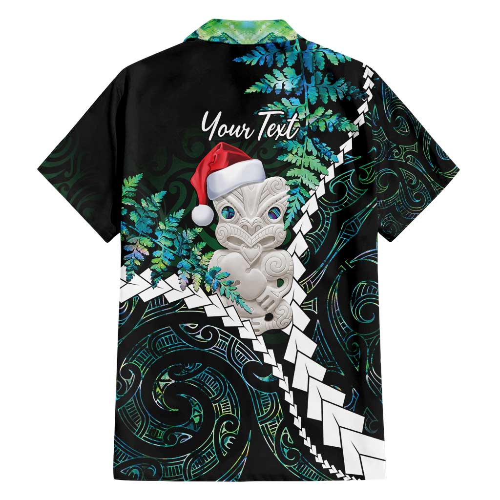 New Zealand Personalised Family Matching Short Sleeve Bodycon Dress and Hawaiian Shirt Meri Kirihimete Kowhaiwhai Mix Paua Shell - Emerald LT7 - Polynesian Pride