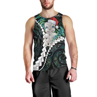New Zealand Personalised Men Tank Top Meri Kirihimete Kowhaiwhai Mix Paua Shell - Emerald