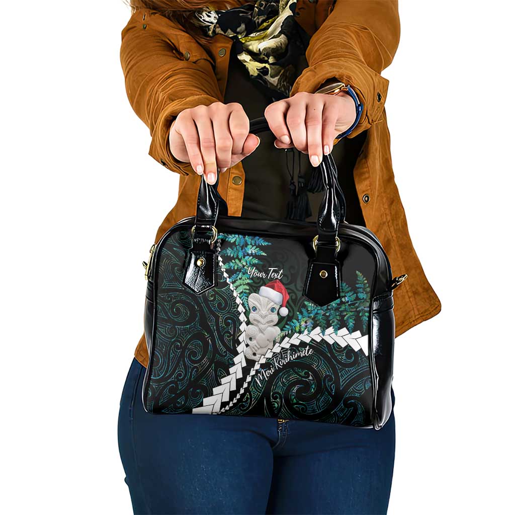New Zealand Personalised Shoulder Handbag Meri Kirihimete Kowhaiwhai Mix Paua Shell - Emerald LT7 One Size Green - Polynesian Pride