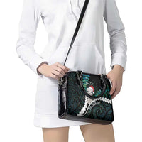 New Zealand Personalised Shoulder Handbag Meri Kirihimete Kowhaiwhai Mix Paua Shell - Emerald