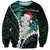 New Zealand Personalised Sweatshirt Meri Kirihimete Kowhaiwhai Mix Paua Shell - Emerald